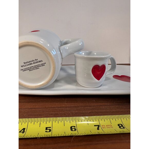 WILLIAM SONOMA Valentines Day Coffee Mug, Esspresso Cup and Biscotti/cookie plat - Picture 6 of 7